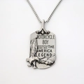 Collana con pendente aquila in argento vintage e incisione su piastra rettangolare - Argento