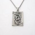 Collana con ciondolo a forma di carta da poker Re di Picche in acciaio inox stile punk retrò - Argento