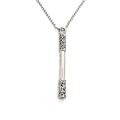 Vintage stainless steel monkey king staff pendant necklace with box chain and cloud patterns - Silver