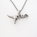 Retro Silber Dinosaurier Skelett Anhänger Halskette mit Boxkette für Damen und Herren - Silber
