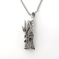 Vintage gotische ketting met drakentotem hanger en getextureerde boxketting in zilver - Zilver