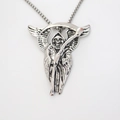 Collana con ciondolo Grim Reaper gotico in argento antico per stile hip-hop urbano - Argento