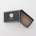 Detail view of rectangular black daisy gift box with Best For You print and open lid - 80x50x28mm Black Paper Box (With Daisy Print) / Black