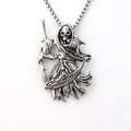 Ciondolo teschio mietitore gotico in argento vintage con catena box da uomo - Argento