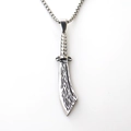Minimalistische roestvrijstalen kromzwaard hanger ketting met box ketting voor heren punk - Zilver