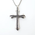 Retro zilveren kruis hanger ketting met box ketting voor heren in punk vintage stijl - Zilver