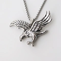 Collana con ciondolo aquila in acciaio inossidabile argento con catena veneziana - Argento