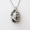 Dubbelzijdige Boeddha en Demon reliëf hanger ketting in zilver roestvrij staal - Zilver