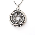 Collana bussola vintage argento da uomo con ciondolo esagonale circolare traforato - Argento