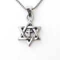 Collana con ciondolo a esagramma retrò in argento con croce e catena a maglie - Argento
