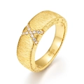 Luxe S925 sterling zilveren vergulde geborstelde ring met X-vormige micro-pave zirkonen - HK 11 / 10K Goud