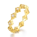Minimalist S925 sterling silver geometric diamond ring with matte gold finish - HK11# / 10K Gold