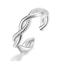 Polished S925 sterling silver wavy twisted open ring with minimalist double-strand design - Adjustable Open / Silver
