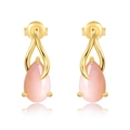 Elegante vergoldete 925er Sterlingsilber Tropfenohrstecker mit rosa Opal für Damen - 925er Silber / Natürlicher Rosa Opal
