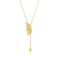 Minimalistische S925 Silber Halskette mit Blattanhänger und funkelnden Zirkonia-Steinen - 925er Silber / Gold