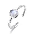 S925 Sterling Silber Ring mit blauem Mondstein und gedrehtem Seilmuster Design - Einstellbar Offen / Blauer Mondstein