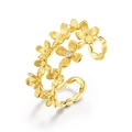 Handcrafted brushed gold osmanthus ring with sparkling cubic zirconia in open design - Ring (6094516923263)