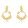 S925 silver brushed gold osmanthus flower drop earrings with sparkling zircon accents - Earrings (6094516923262)