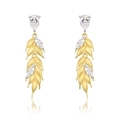 Elegant S925 silver wheat tassel earrings with zircon stones in brushed gold finish - 925 Silver / 10K Gold + Electrophoretic Lacquer