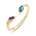 Elegant S925 sterling silver open ring with blue and purple marquise-cut gemstones - Adjustable Open / London Blue Topaz