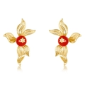 Retro goldene S925 Sterling Silber Ohrringe mit rotem Achat und Stern-Detail - 925er Silber / Granatfarbe (Roter Achat)