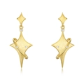 Elegant 925 sterling silver gold star dangle earrings with brushed finish and zircon stones - 925 Silver / Gold