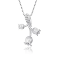 S925 sterling silver lily of the valley necklace with matte petals and zircon inlay - 925 Silver / Silver (Pendant With Chain)