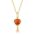 S925 sterling silver gold-plated necklace with triangle orange gemstone pendant - Pendant Only (Without Chain) / 925 Silver