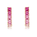 S925 silver bar earrings with pink gradient zircon stones and gold finish setting - Earrings ER024109 (Pink Corundum)