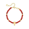 Bracciale S925 in argento sterling con perle di agata rossa e ciondolo cavallo opaco - Argento 925 / Agata Rossa Naturale