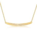 Minimalist S925 sterling silver bar necklace with brushed gold finish and white zircons - Necklace
