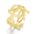 Irregular starfish-inspired S925 sterling silver ring with matte brushed golden finish - HK11# / 10K Gold