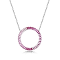 Collar de plata S925 con colgante circular y cristales en degradado rosa - Plata 925 / Corindón Rosa (Anillo Grande)