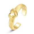 Artistic S925 silver gold heart ring with brushed finish and adjustable open band - Adjustable Open / 10K Gold