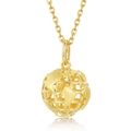 Minimalist S925 sterling silver globe pendant necklace with brushed world map detail - Gold (Pendant Only)