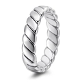 Macro detail of geometric braided rope texture on polished silver titanium steel ring - US 5 / Silver