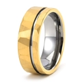 8mm Wolframring für Herren mit Hammerschlag-Gold-Finish, schwarzer Nut und Silber - US 6 / Zweifarbig (Gold & Silber)