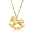Exquisite S925 sterling silver rocking horse pendant necklace in elegant shiny gold finish - Rocking Horse Necklace (ER024904) / 925 Silver