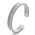 Bracciale elastico minimalista a forma di C in acciaio inossidabile con trama a spirale - Larghezza 10mm / Argento