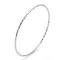 Elegant 18K silver-plated stainless steel hammered slim bangle with reflective texture - Silver