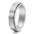 Detail van zilveren spinnerring met geborstelde textuur en draaiende buitenste laag - US 6 / Zilver