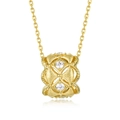 Vergulde S925 zilveren ketting met geborstelde cilinder hanger en sprankelende zirkonia - 925 zilver / 10K Goud Verguld (NL024341)
