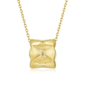 Collana in argento S925 dorato con pendente a clessidra spazzolato e zirconi brillanti - Argento 925 / Placcato Oro 10K