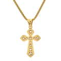 Gepolijste gouden kruis hanger ketting met fonkelende kristallen voor heren - Met Boxketting / Goud