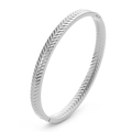 Bracciale rigido in acciaio inossidabile argento con motivo a spina di pesce a V - Argento