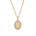 Collana Allah ovale placcata oro con bordo in cristallo su catena minimalista - Con Catena da 3.0 di Spessore e 60 di Lunghezza / Oro