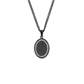 Collana da uomo in acciaio al titanio nero con ciondolo Allah ovale e zirconi brillanti - Con Catena da 3.0 di Spessore e 60 di Lunghezza / Nero