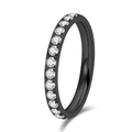 Dettaglio dell'anello in titanio nero con cerchio completo di pietre di zirconia cubica - US 5 / Nero