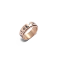 Roségouden spinner ring voor heren met gegraveerde zon-, maan- en sterrenmotieven - US 6 / Roségoud