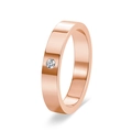 Anello minimalista in acciaio al titanio oro rosa 18K con finitura lucida e diamante singolo - US 5 / Oro rosa